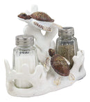 Ebros Nautical White Coral Reef With 2 Swimming Sea Turtles Salt And Pepper Shakers Holder Set Figurine Coastal Beach Turtles Tortoises Decorative Sculpture As Kitchen Dining Centerpiece Accent