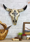 12"W Rustic Nail Spikes And Crown Of Thorns Cross Bison Bull Skull Wall Plaque