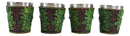 Tree Spirit Forest Dryad Foliage Leaf Pattern Greenman 2oz Shot Glasses Set Of 4