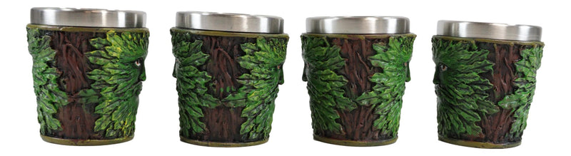 Tree Spirit Forest Dryad Foliage Leaf Pattern Greenman 2oz Shot Glasses Set Of 4