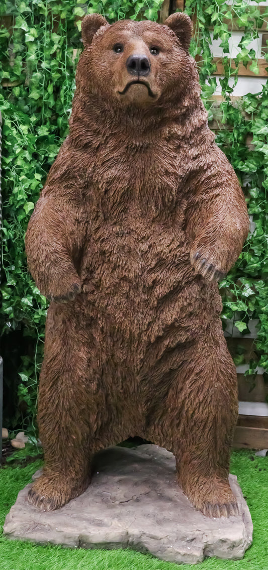 Ebros Giant Size Forest Wildlife Realistic Standing Brown Grizzly Bear Statue More Than 4' Feet Tall Rustic Cabin Lodge Hunter Decor Bears Figurine Gallery Quality Home and Patio Decorative Sculpture - Ebros Gift