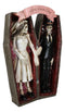 Love Never Dies Skeleton Wedding Couple Holding Hands Inside Coffins Figurine