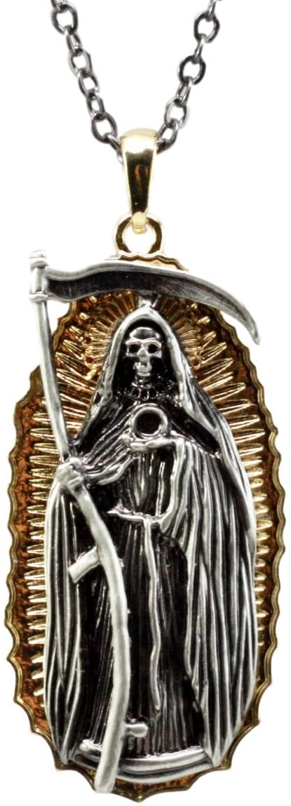 Zhubobo Stainless Steel Holy Saint Death Santa Muerte Grim Reaper Pendant Necklace Zhubobo Stainless Steel Holy Saint Death Santa Muerte Grim Reaper Pendant Necklace
