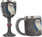 Ebros Dazed Snow White Owl With Celtic Tribal Tattoo Wine Goblet And Mug Set