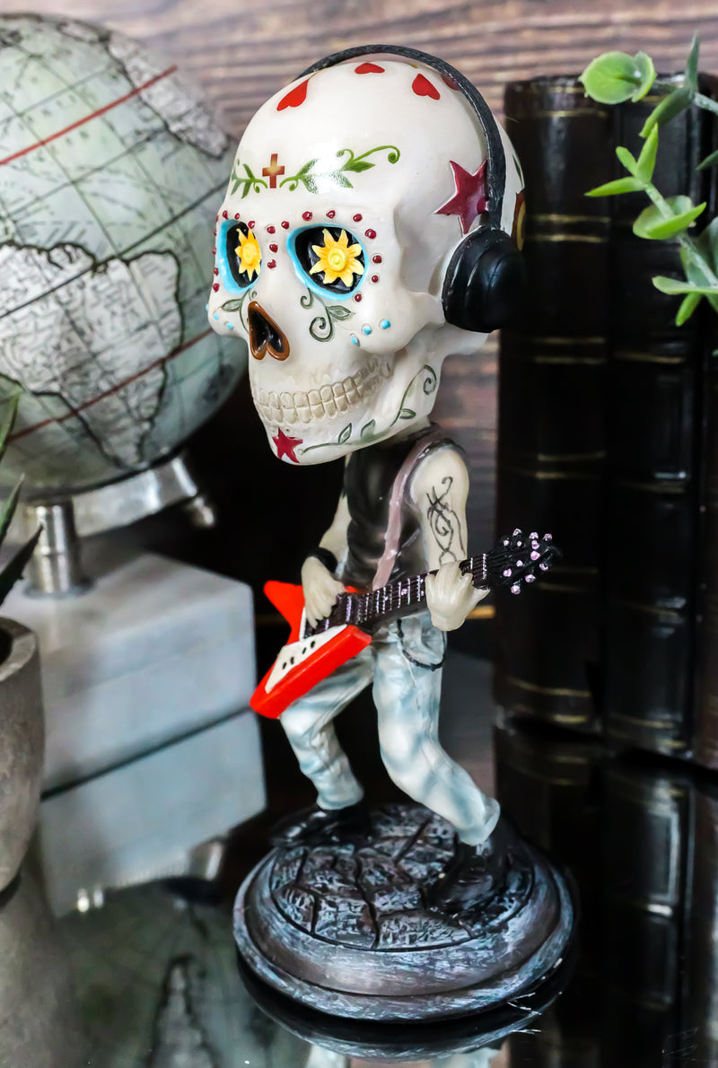 Ebros Day of The Dead Booblehead Collection The Lead Guitarist Sugar Skull Figurine