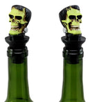 Set of 2 Frankenskull Dr Victor Frankenstein Skull Wine Stoppers 3"H Figurines