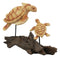 Ebros Under The Sea Mother and Baby Sea Turtle Decor Statue 10" Long Faux Wood Resin Marine Life Turtle Family Scene Figurine