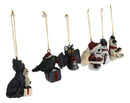 Set Of 6 Scary Merry Christmas Halloween Skeleton Santa Snowman Tree Ornaments