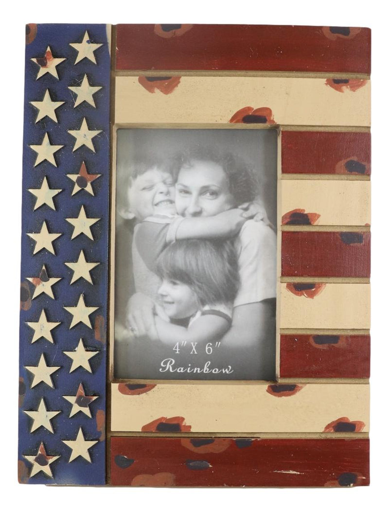 Patriotic USA Flag Star Spangled Banner Veteran Memorial 4"X6" Picture Frame