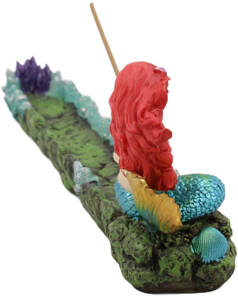 Ebros Ocean Mermaid Ariel Sitting by Sea Floor Kelp and Corals Incense Burner