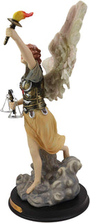Ebros Byzantine Archangel Saint Uriel Statue with Brass Name Plate Wooden Base