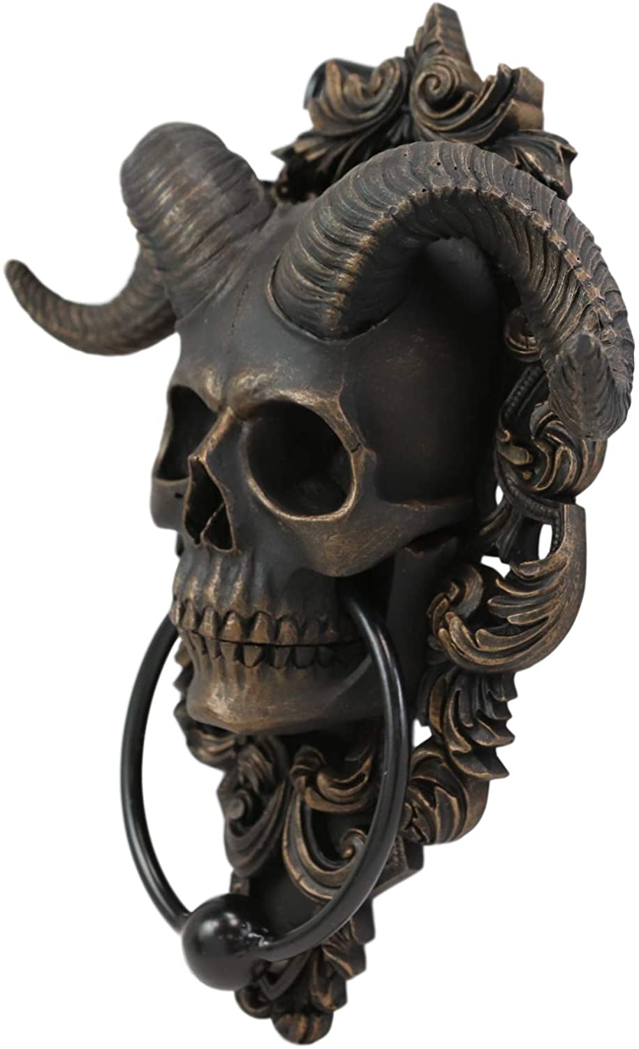 Ebros Baphomet Horned God Skull Hanging Door Knocker with Built in Striker Plate
