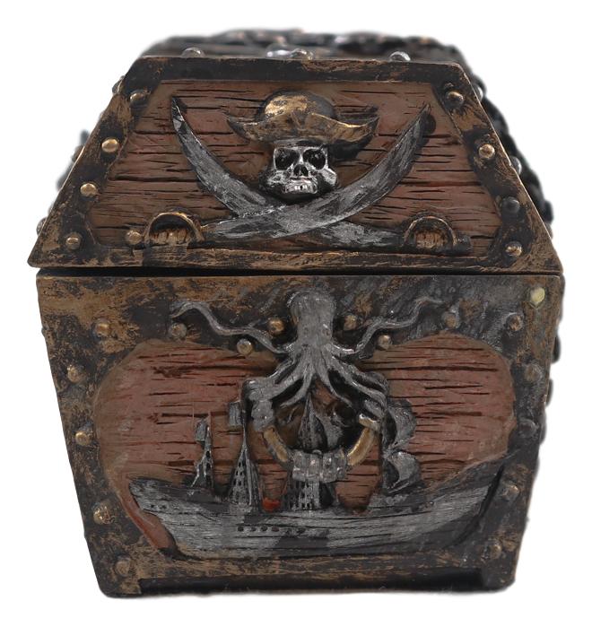 Ebros Kraken Octopus Pirate Haunted Chained Skull Treasure Chest Jewelry Box 5"L
