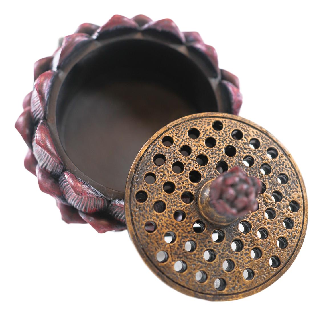 Ebros Meditation Of Buddha Lotus Flower Blossom Multiple Incense Sticks Holder Burner Figurine