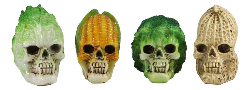 Ebros Vegetable Salad Corn Broccoli Cabbage Peanut Skulls Mini Figurine Set of 4