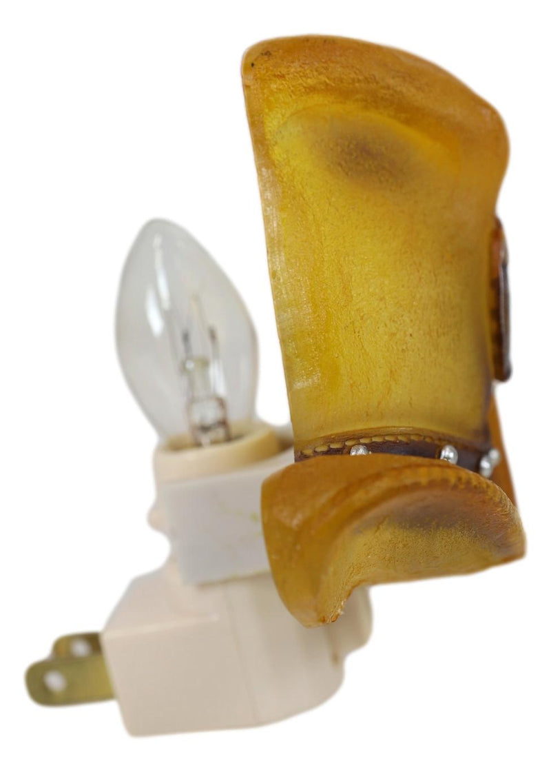 Rustic Western Cowboy Hat With Lucky Horseshoe Wall Plug In LED Night Light
