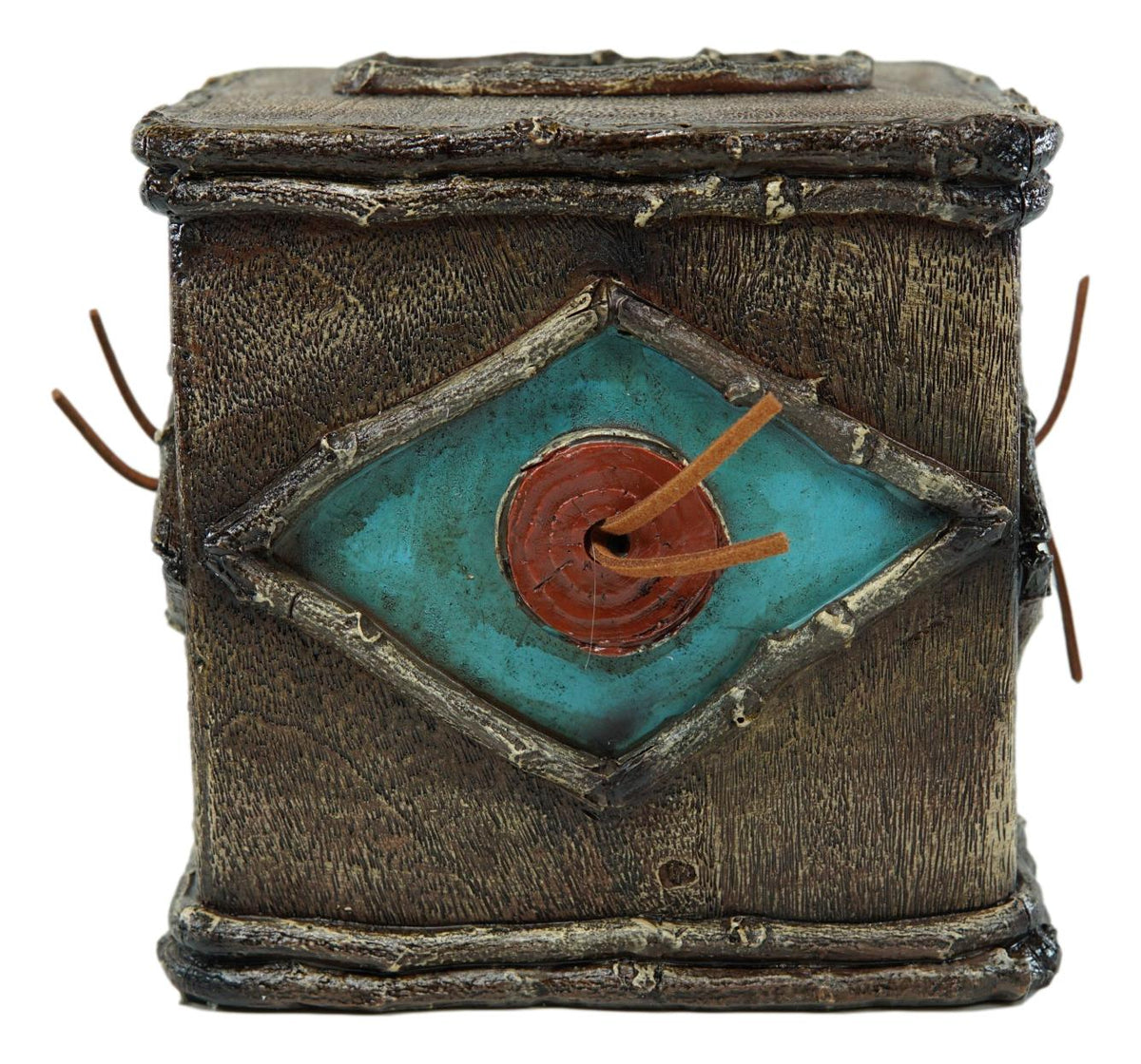 Rustic Country Western Turquoise Bullseye Faux Branch Wood Tissue Box Cover