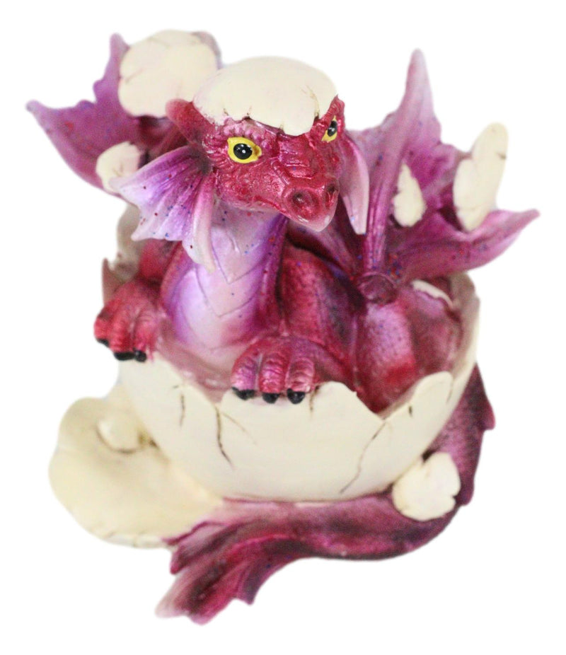 Puzzled Red Dragon Baby In Egg Figurine 3.25"H Dragon Hatchling Fossil Egg Decor