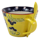 Ebros Porcelain Coffee Tea Latte Cafe Mug Drink Cup With Spoon 2pc Set 12oz Home Kitchen Decorative Ceramics (1, Yellow Floral Swirl)