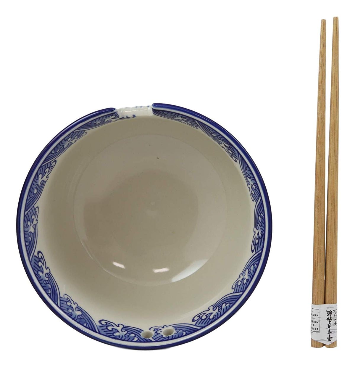 Ebros Ming Dragon Ramen Soup Bowl With Built In Chopsticks Rest & Chopstick