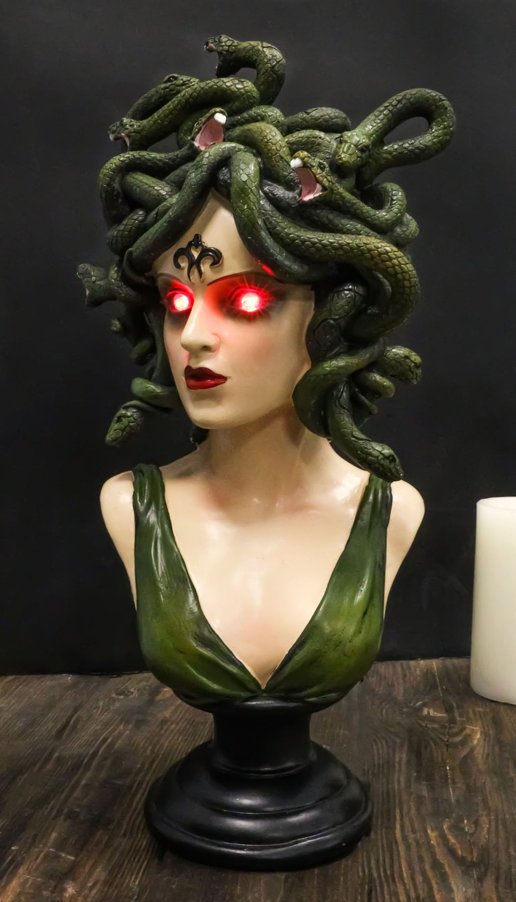 Ebros Gift Greek Mythology Gorgon Sisters Goddess Medusa with Wild Snakes  Hair and Armored Scales Skin Bust Statue 10 Tall Temptation Seduction of