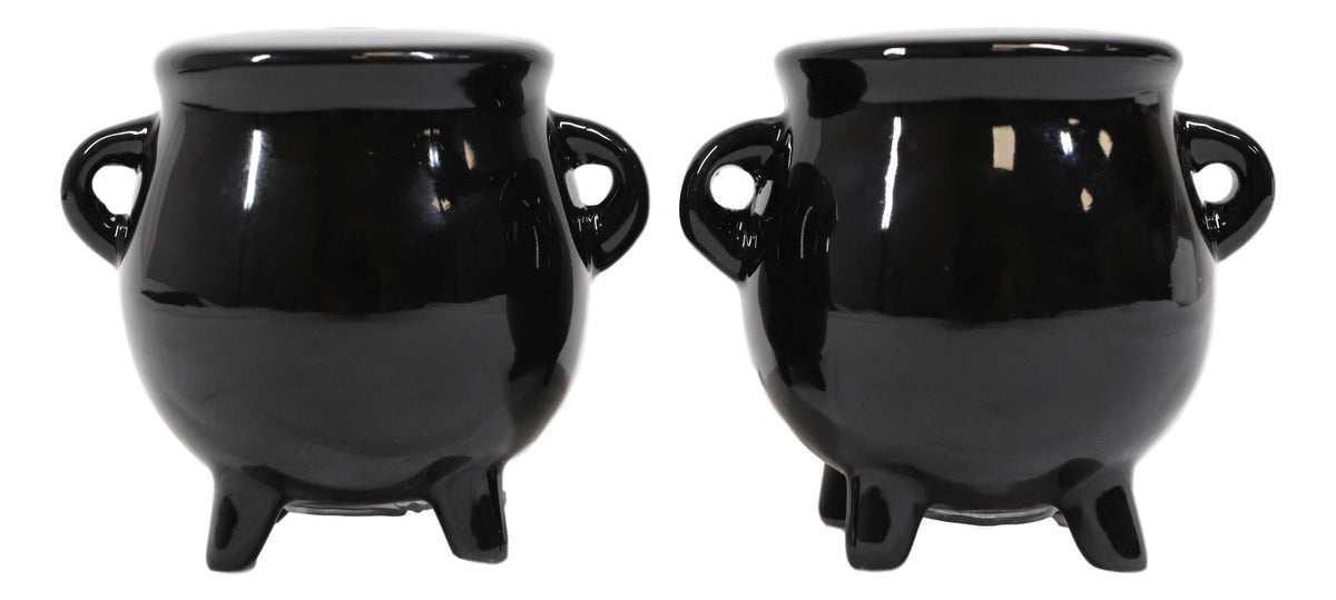 Ebros Halloween Witching Hour Witch Magic Black Cauldrons Salt N Pepper Shakers - Ebros Gift