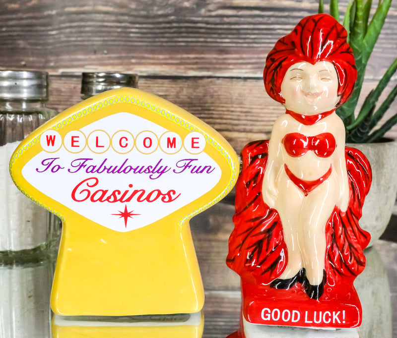 Welcome To Fabulously Fun Casinos Good Luck Pin Up Show Girl Salt Pepper Shakers