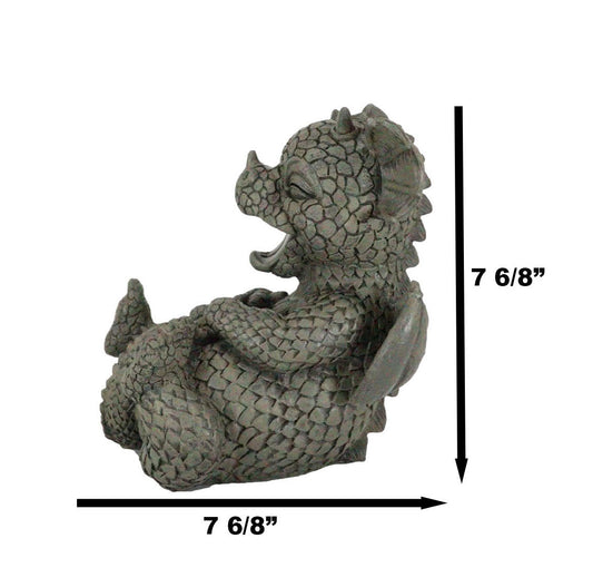 Ebros Whimsical L.O.L Soul Garden Laughing Out Loud Dragon Statue 7.75" Tall Faux Stone Resin Finish Hilarious LOL Fantasy Animated Dragons Welcome Guest Greeter Decor Figurine - Ebros Gift