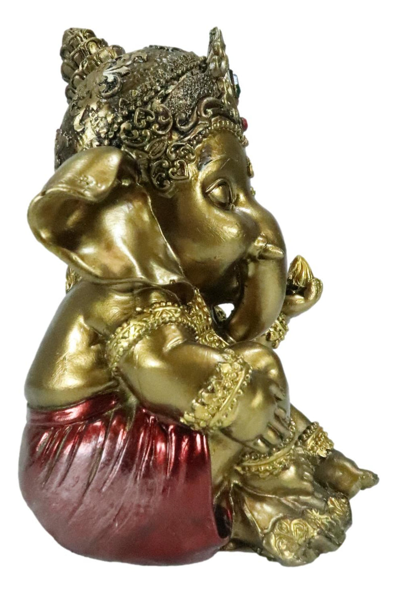 Vastu Hindu Elephant God Baby Ganesha Ganapati With Fire Ember In Hand Figurine