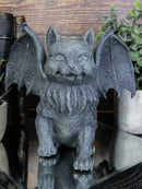 Gothic Vampire Winged Cat Gargoyle With Fangs Raising Paw Candle Holder Statue - Ebros Gift