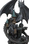 Stone Dragon With Open Wings Guarding Medieval Castle On Mountain Rocks Figurine