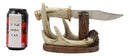 Western Rustic 8 Point Buck Stag Deer Antlers Display With Bear Sculpted Dagger