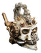 Steampunk Geared Metalhead Spiked Mohawk Cyborg Skull Mini Figurine Sci Fi Decor