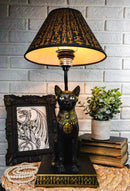 Ebros Egyptian Goddess Of Home Bastet Cat Table Lamp Sculpture With Hieroglyphic Shade