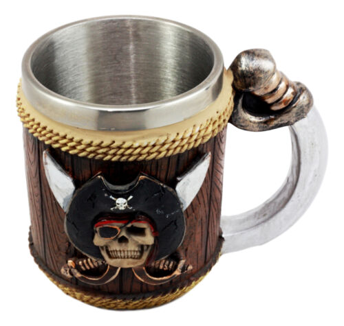 Ebros Pirates of Caribbean Captain Hook Skull W/ Cross Swords Coffee Mug 12oz - Ebros Gift