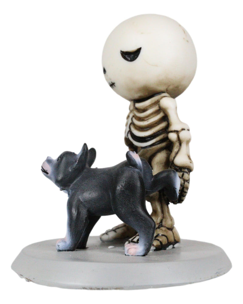 Halloween Unfortunate Skeleton Boy Lucky Gets Peed On by A Stray Dog Figurine