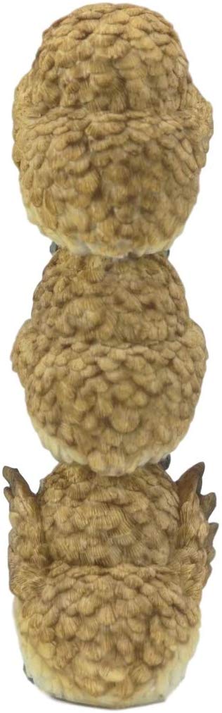 Ebros Stacked See Hear Speak No Evil Wise Acrobatic Fat Owls Figurine (Brown)