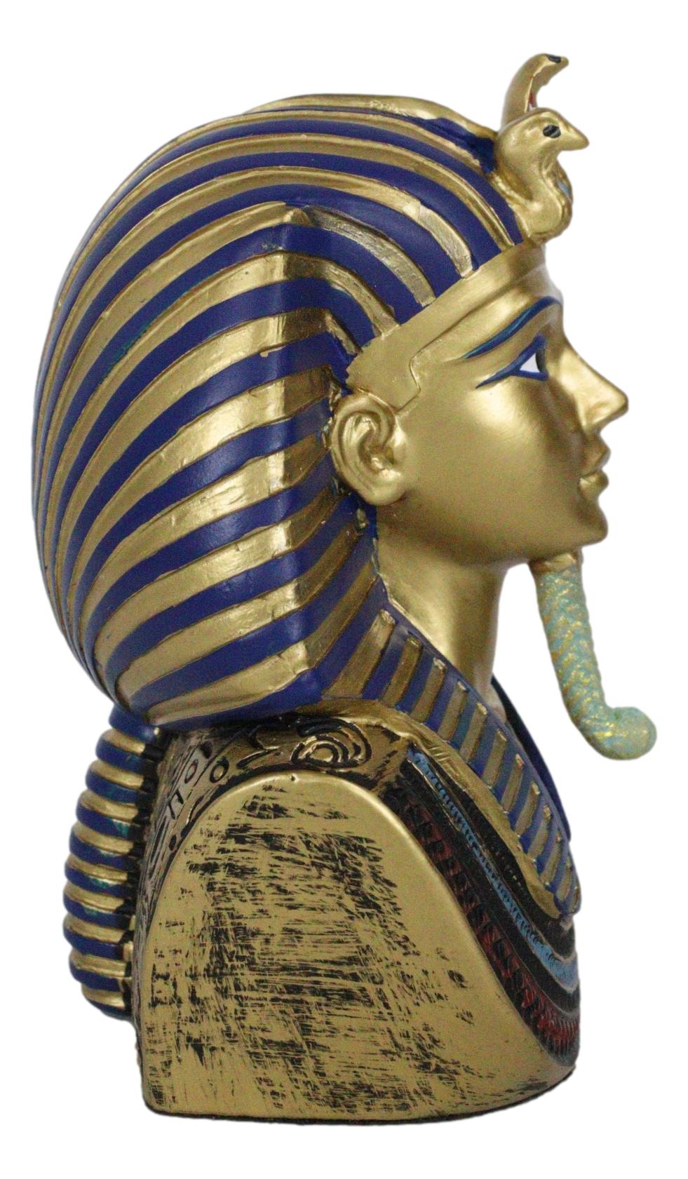 Ebros Golden Cobra Mask of Pharaoh Egyptian King Tut Bust 4.25"H Figurine