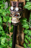 Geared Steampunk Skull Cyborg With Top Hat Decorative Prop Cosplay Swagger Cane