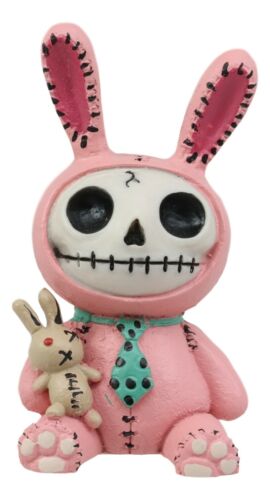 Furrybones Pink Bunnie Bun Rabbit Skeleton Figurine Small Furry Bones Skull - Ebros Gift