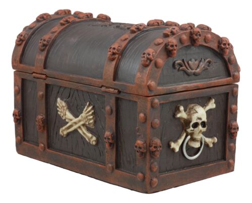 Masters Of The Seas Pirate Skull Treasure Chest Box 6"L Dead Man Tells No Tales