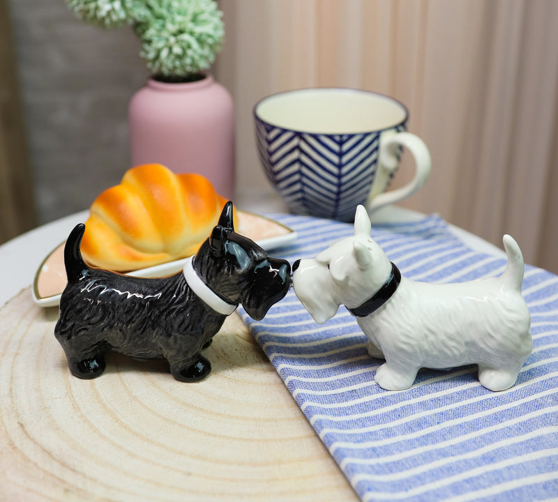 Ebros Kissing Scottie Scottish Terrier Dogs Ceramic Salt And Pepper Shakers Set Decor