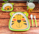 Ebros Tiger Kids Children Toddler Baby 5 Piece Organic Bamboo Dinnerware Set