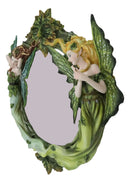 Blonde And Brunette Fairies In Enchanted Forest with Greenman Wall Mirror Decor