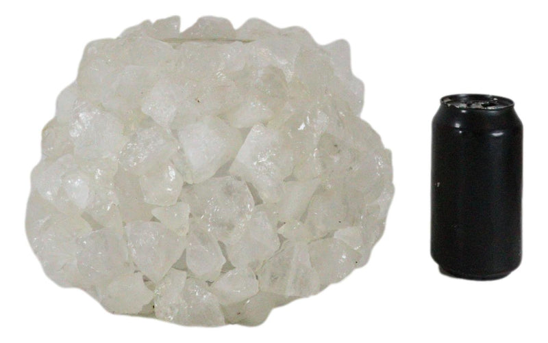 Quartz Crystal Mineral Stone Rocks Floral Vase Modern Accent Sculpture 10"L