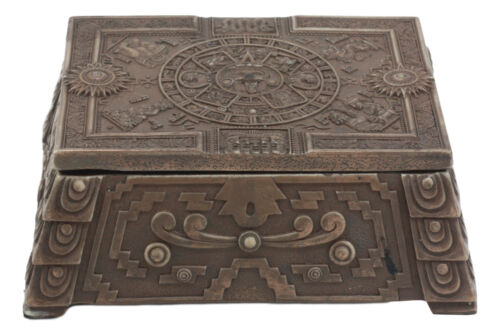 Bronzed Mesoamerican Maya Aztec Jewelry Box Figurine Sun God Huitzilopochtli