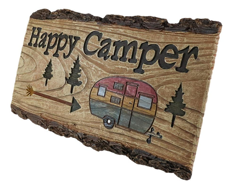 Ebros Western Rustic Pine Trees With Retro Trailer Caravan RV Happy Camper Wall Sign