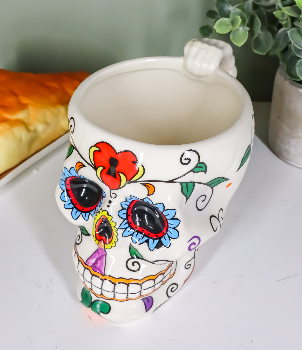 Ebros Tribal Day of The Dead Love Lock Sugar Skull Drink Coffee Mug Cup Ceramic