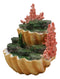 Ebros 10" Wide Colorful Nautical Ocean 2 Tier Golden Giant Clam Shell with Coral Reefs Miniature Mermaids Display Stand Statue with LED Glow Lights Fantasy Mermaid Mergirls Sirens of The Seas - Ebros Gift