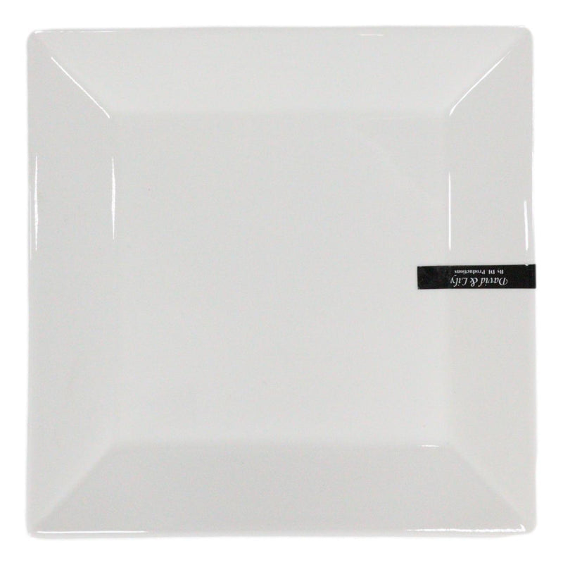 Ebros Pack Of 4 Kitchen And Dining Modern Contemporary Design Porcelain Square Appetizer Plates 8.25"Wide Restaurant Supply Grade Dishwasher And Microwave Safe Perfect For Salad Dessert Hors d'oeuvre
